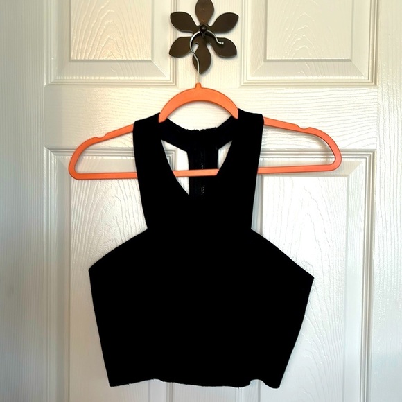 Express Cut Away Top with Zippered Back Plenty of Stretch in Black Size medium - Picture 1 of 7
